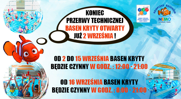 Kompleks Basenów "NEMO" w Pustkowie-Osiedlu: Koniec Przerwy Technicznej – Otwarcie Już 2 Września!